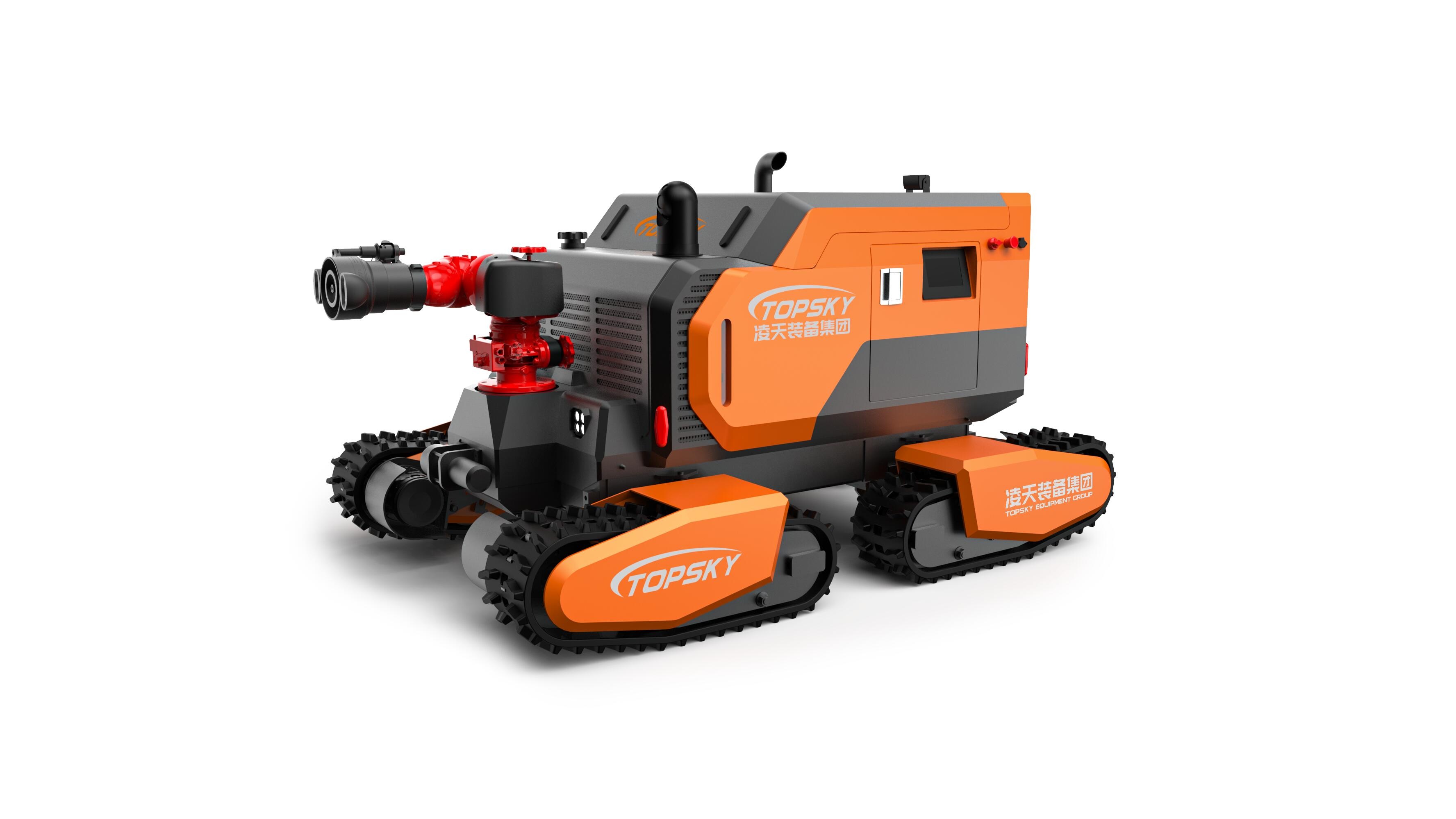 全地形消防滅火機器人 （第2代，四履帶，油動液壓、150進口消防水炮）